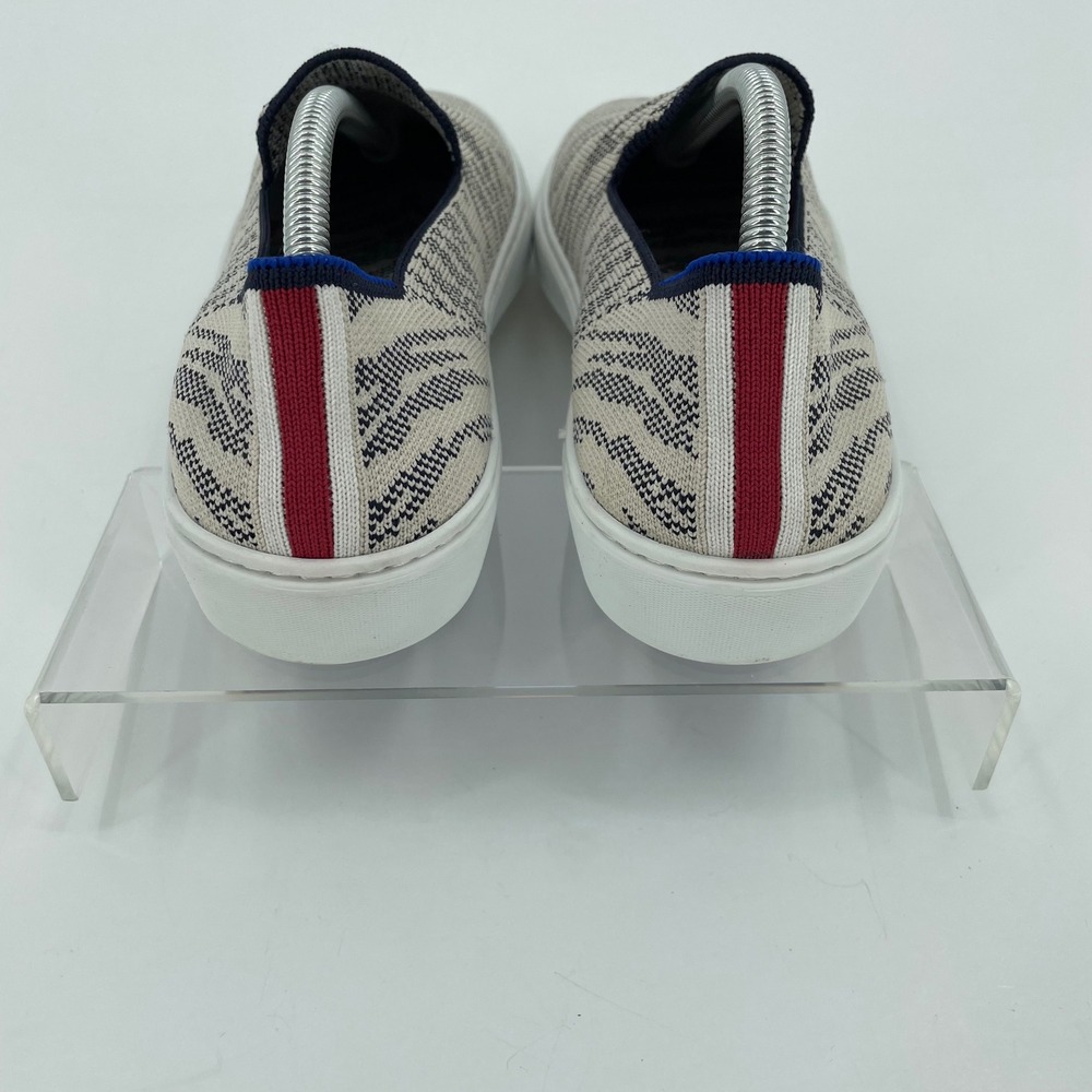 Rothys Women's The Sneaker Sz. 7 Shoes Navy Cream Maritime Tiger Stripe Comfort - Picture 5 of 12
